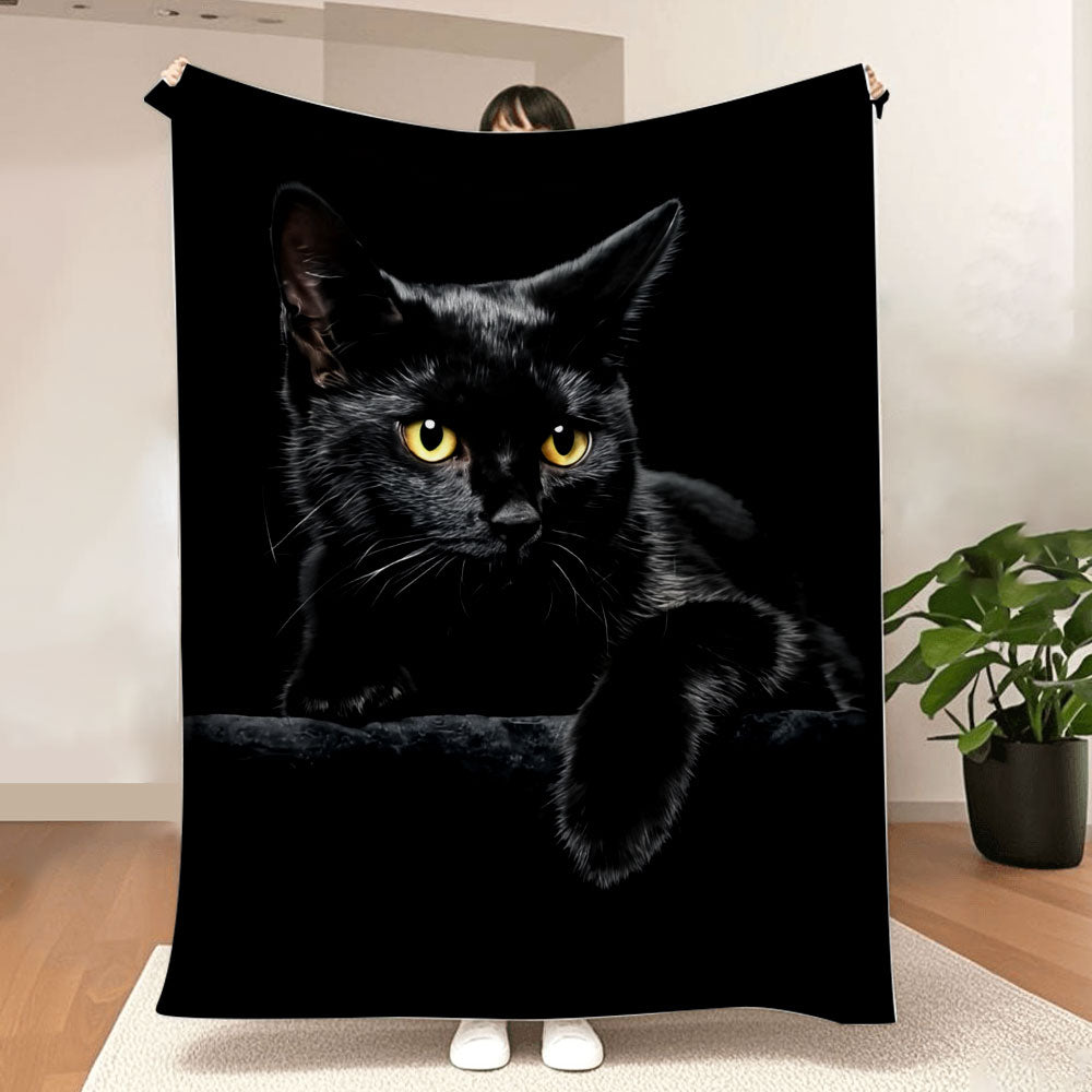Luxury 3D Realistic Black Cat Plush Blanket - Ultra Soft & Cozy 70x100cm Blanket