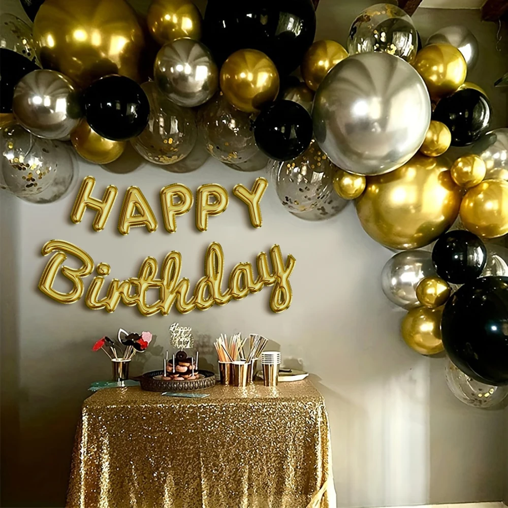 16-Piece Black and Gold Balloon Set