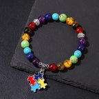 Chakra Energy & Autism Awareness Bracelet – Natural Stone for Balance & Soul Bracelet