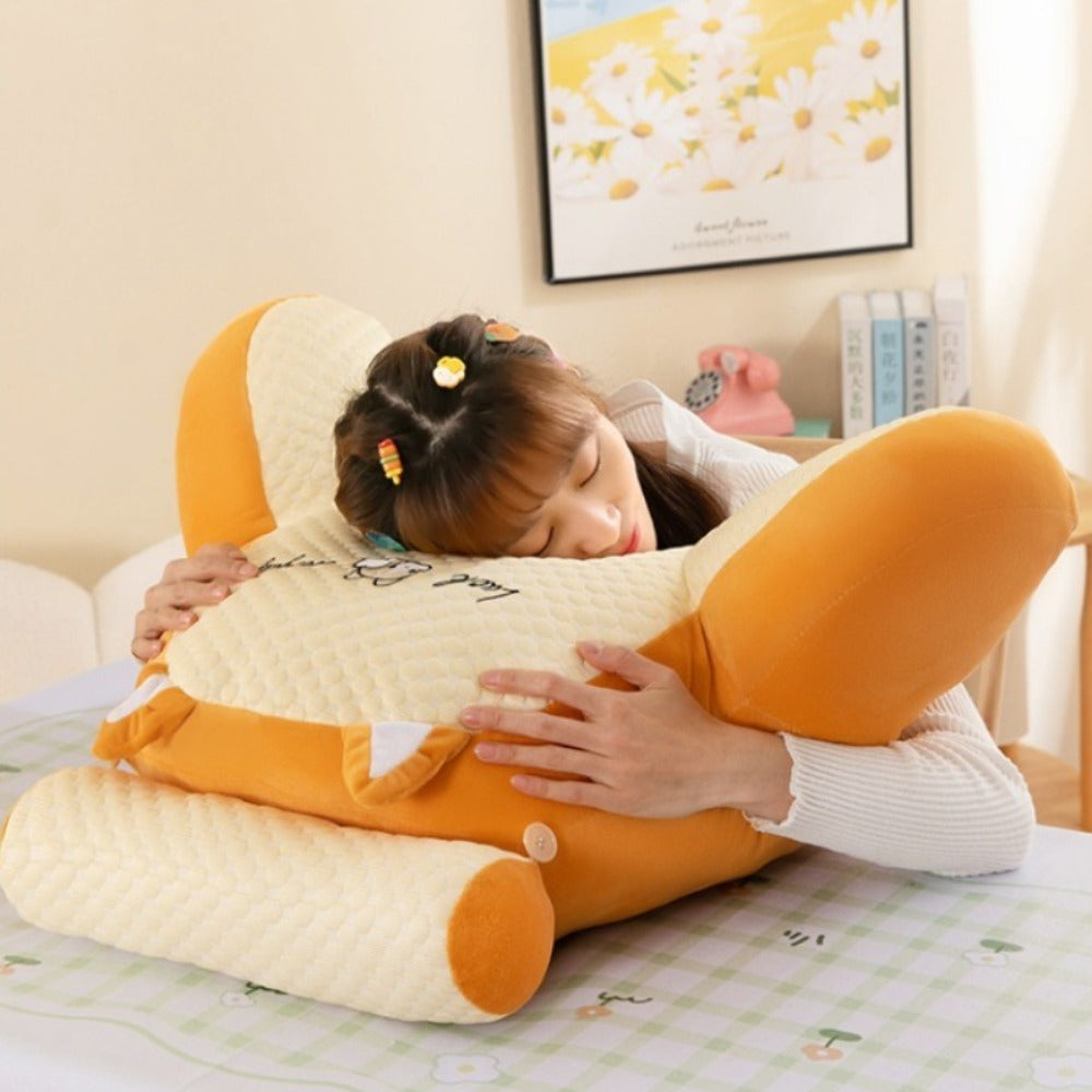 Cute Cartoon Character Reading Pillow - Soft Quilted Back Support Rest with Adjustable Neck Bolster for Kids and Adults Cushion