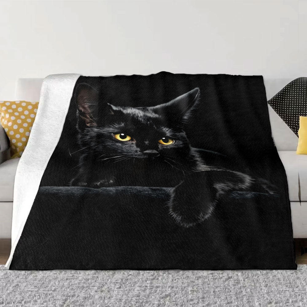 Luxury 3D Realistic Black Cat Plush Blanket - Ultra Soft & Cozy Blanket