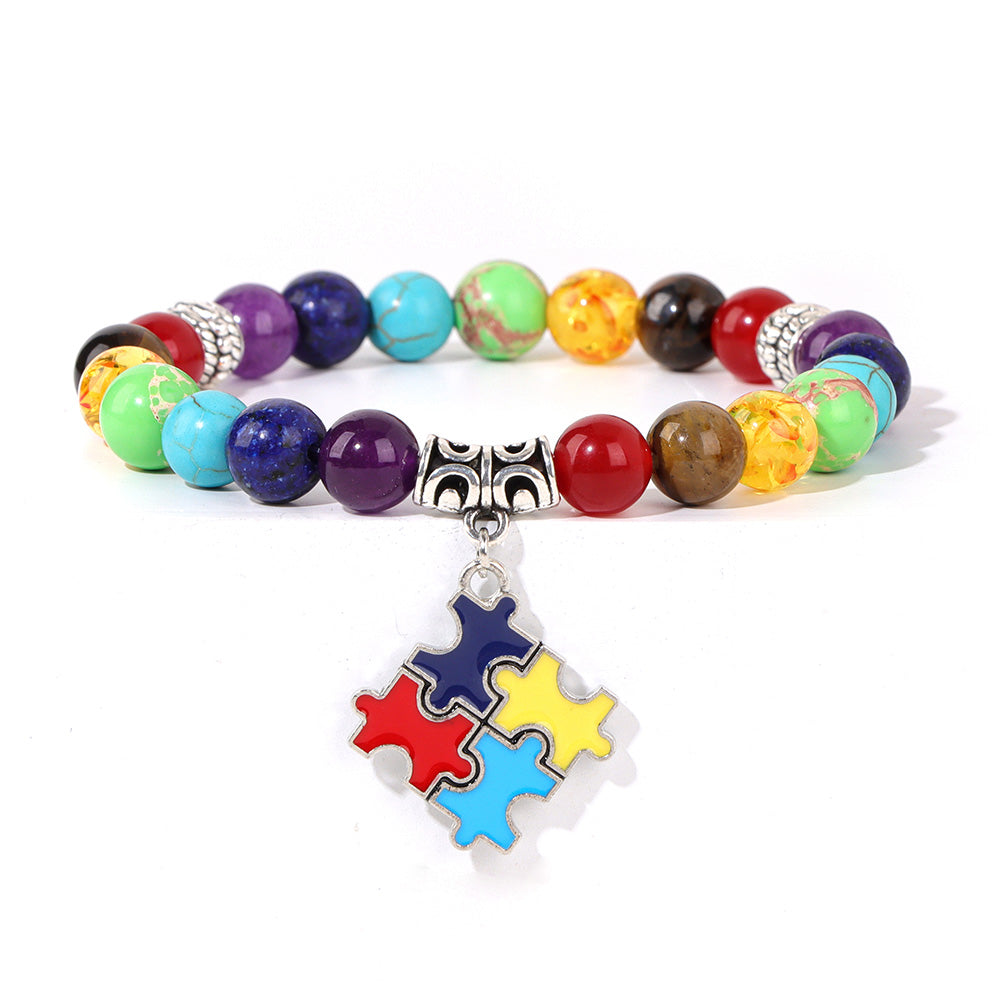 Chakra Energy & Autism Awareness Bracelet – Natural Stone for Balance & Soul Bracelet