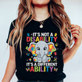 "It's Not a Disability, It's a Different Ability" Autism Awareness Elephant T-Shirt