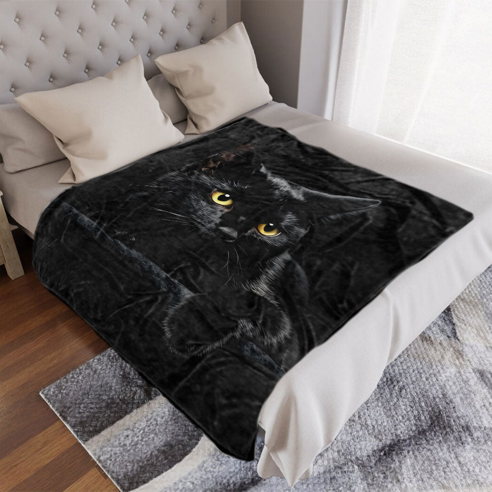 Luxury 3D Realistic Black Cat Plush Blanket - Ultra Soft & Cozy 100x150cm Blanket