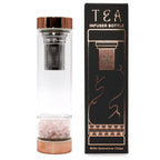 Crystal Glass Tea Infuser Bottle - Rose Gold - various Rose Quartz Infuser bottle