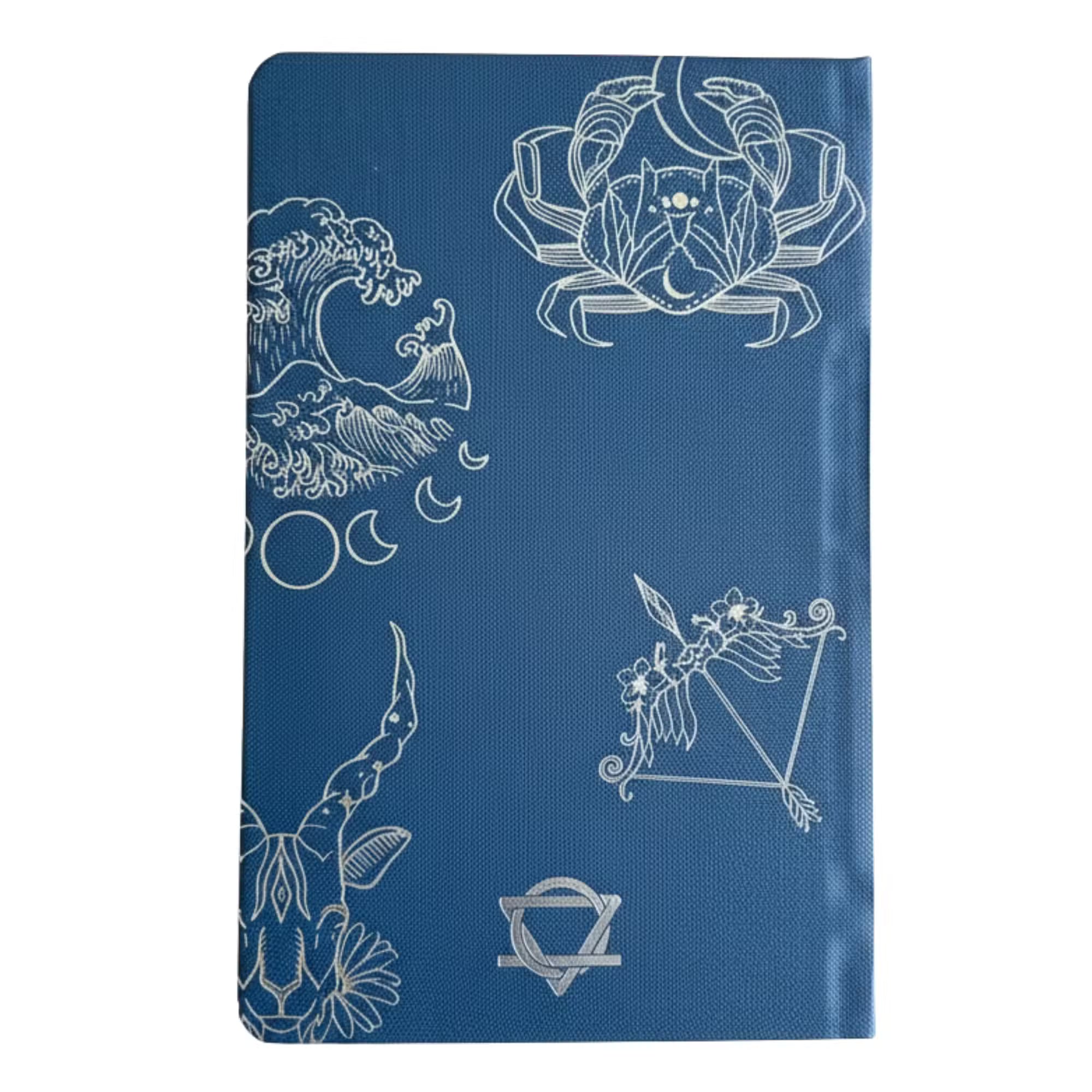 Midnight Blue Wellness Journal - 120 pages - Silver Zodiac Notebook
