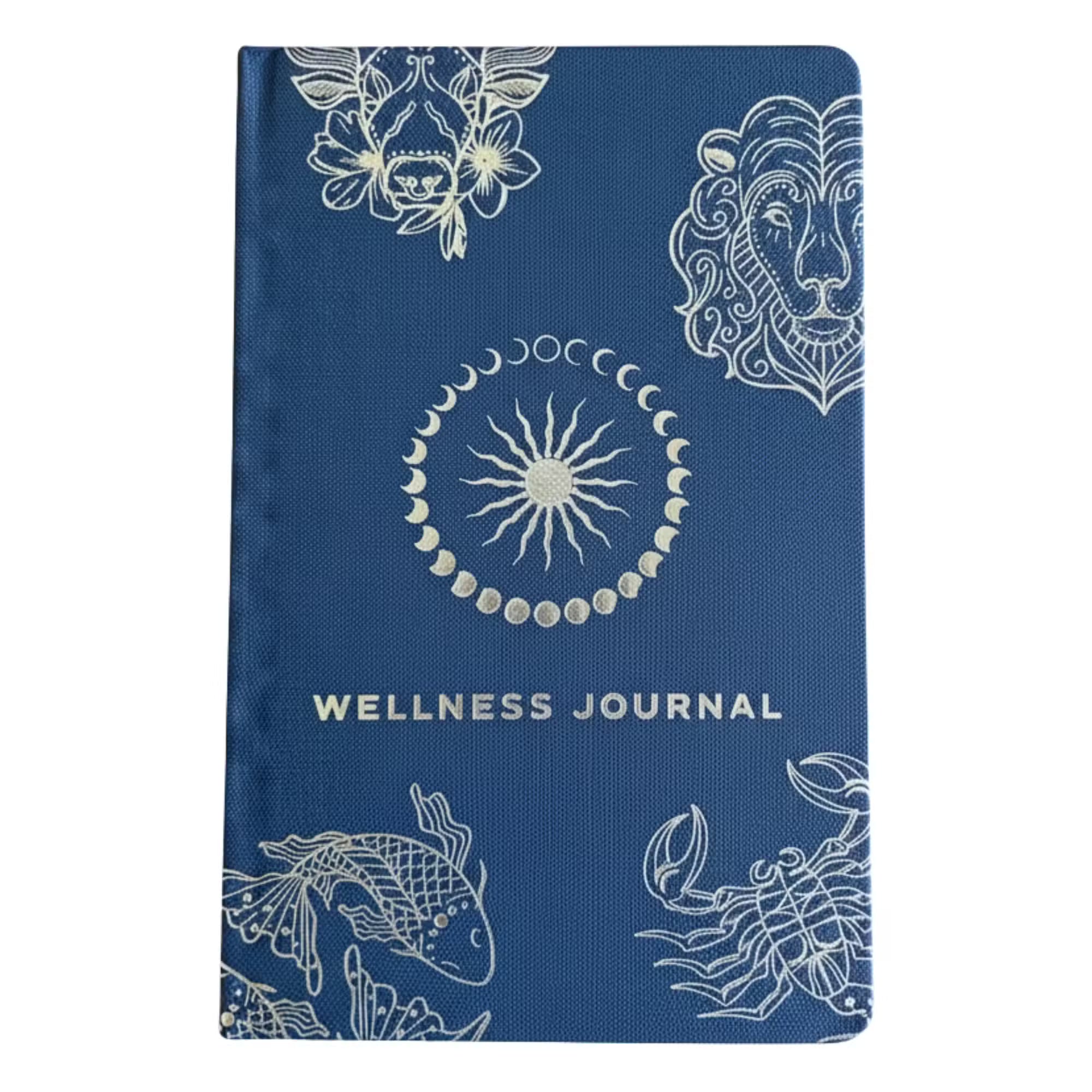 Midnight Blue Wellness Journal - 120 pages - Silver Zodiac Notebook