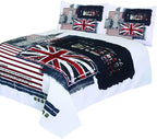 3D London City Duvet Cover Set - King Size Union Jack & Big Ben Print Bedding Set with Matching Pillowcases Bedding