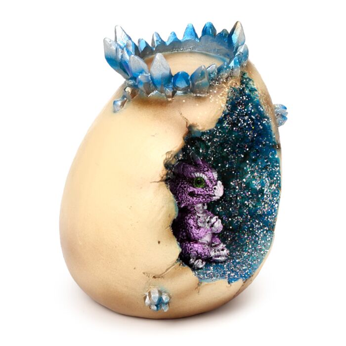 Tea Light Candle Holder- Elements Baby Dragon Crystal Egg Cave Tea light holder