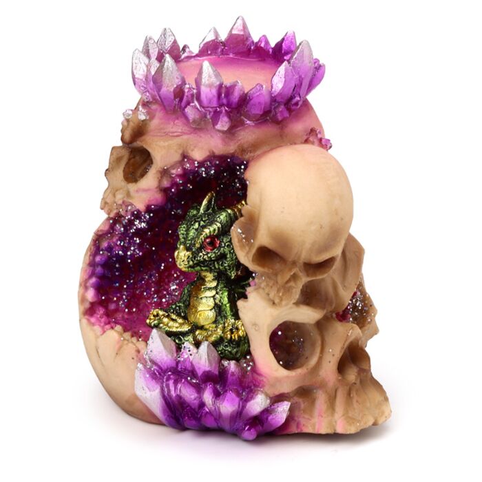 Tea Light Candle Holder - Elements Baby Dragon Crystal Skull Cave Tea light holder