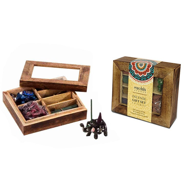 Mandala Incense Gift Set in Wooden Gift Box Incense burner