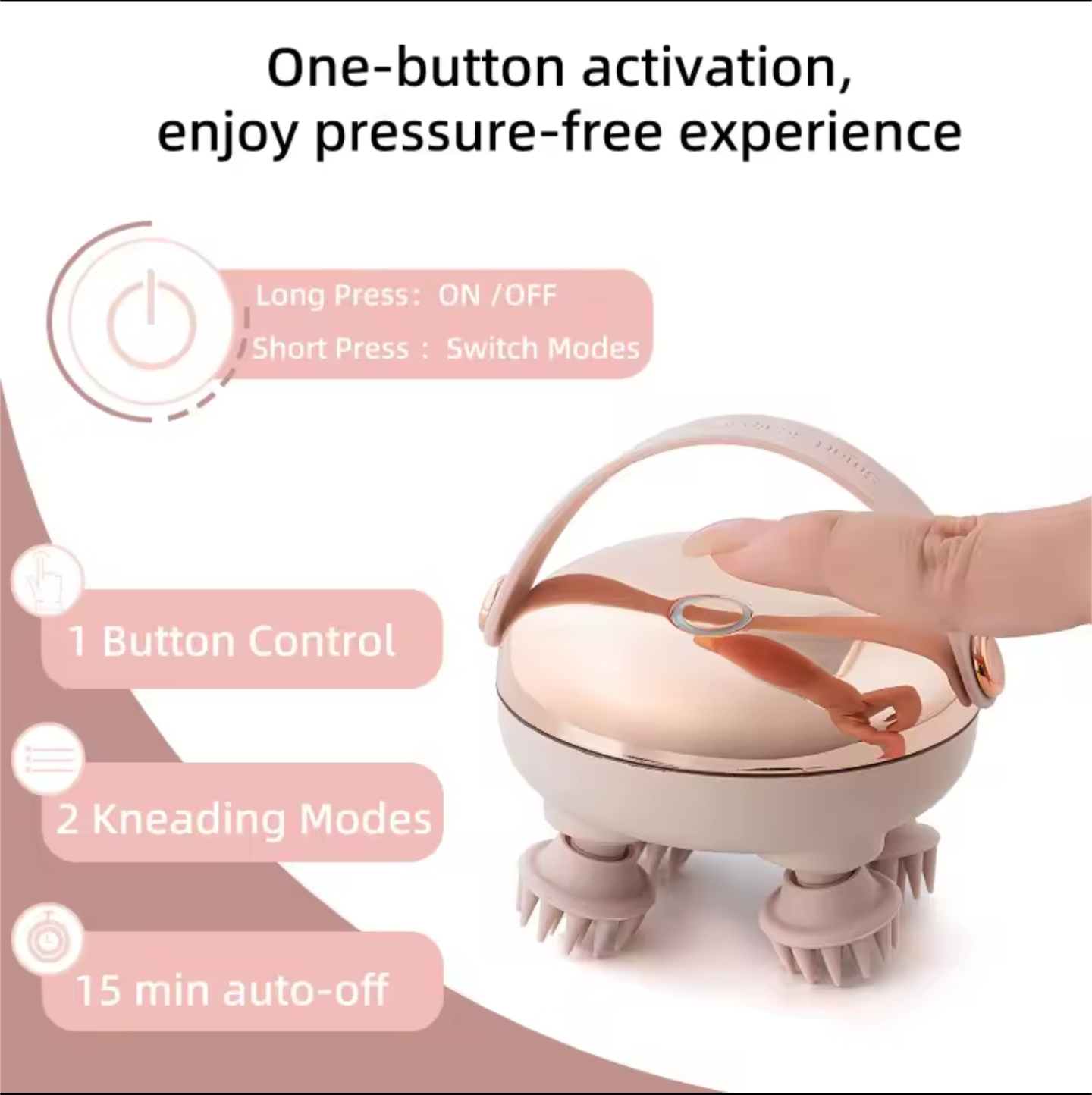 Rechargeable Waterproof Head & Body Massager – Scalp Stress Relief Handheld Massage Instrument Massager