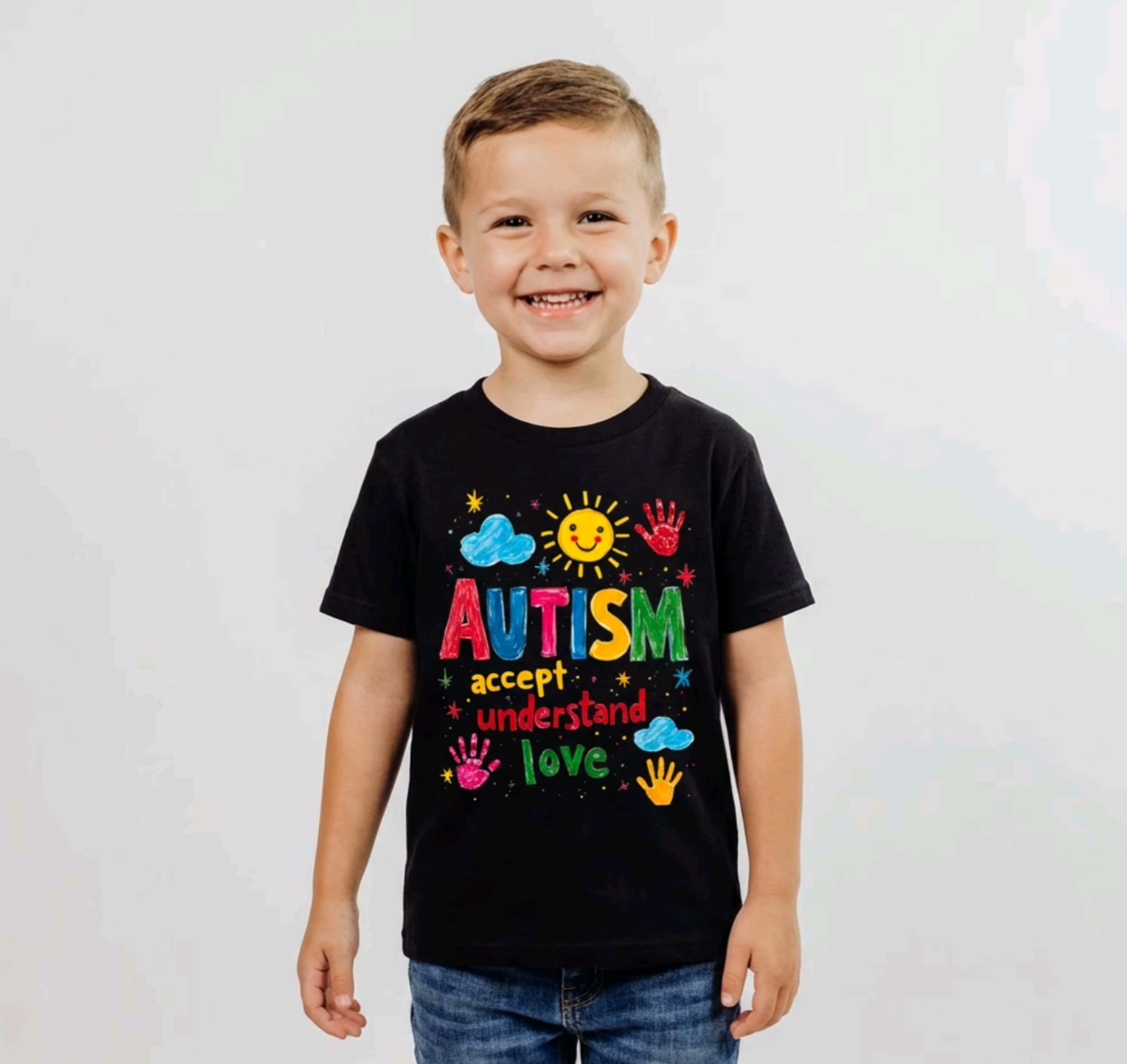 Kids' Autism Awareness T-Shirt - "Accept, Understand, Love" Graphic Tee - 100% Cotton Short Sleeve Top for Boys & Girls T-shirt