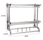 (2 Tier) Chrome Towel Rail Holder Wall Mounted Bathroom Rack Shelf Shelf