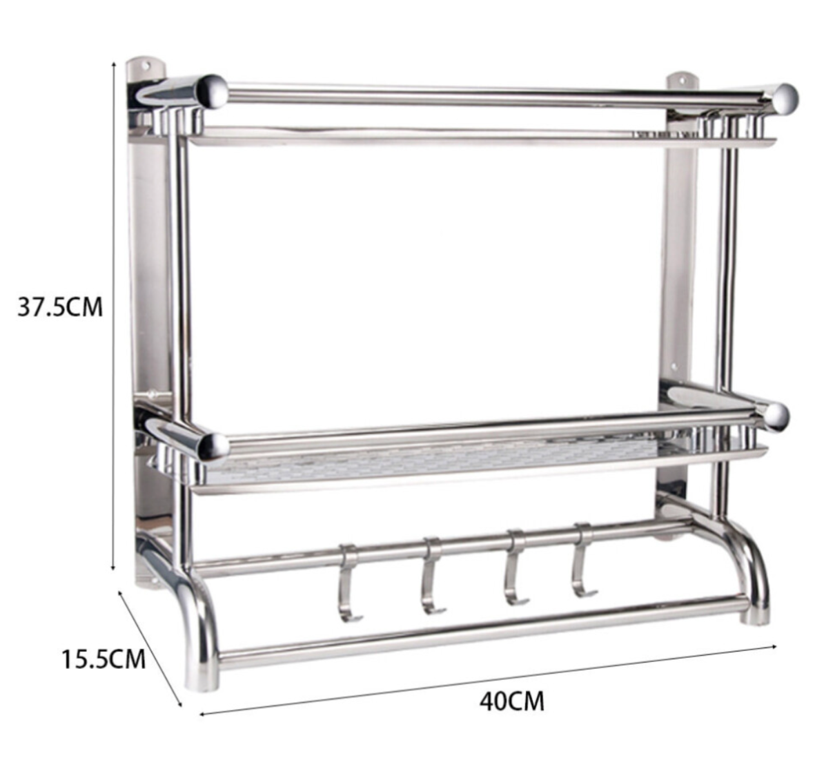 (2 Tier) Chrome Towel Rail Holder Wall Mounted Bathroom Rack Shelf Shelf