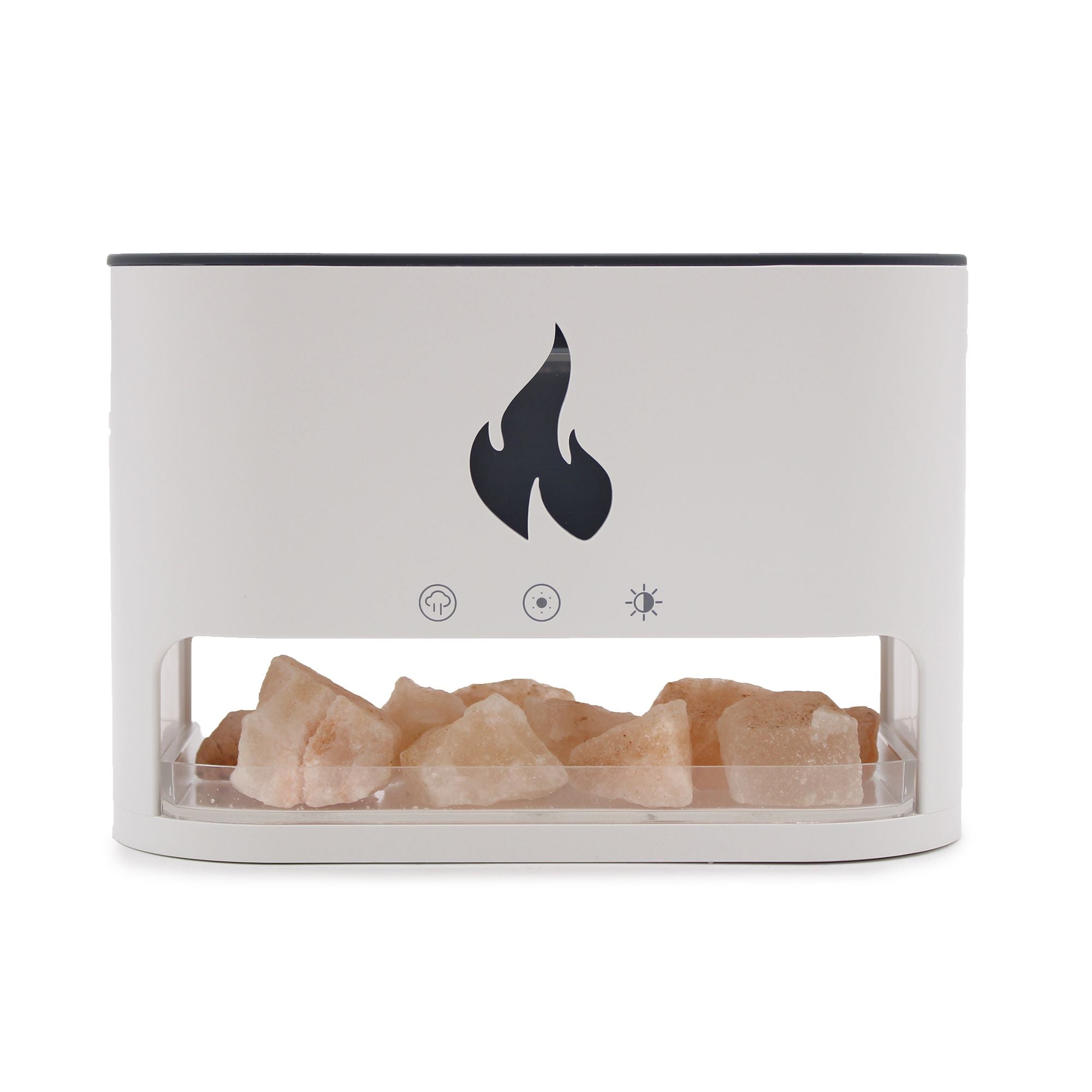 White Blaze Aroma Diffuser - Himalayan Salt Chamber - USB-C - Flame Effect (Salt included) Aroma Diffusers