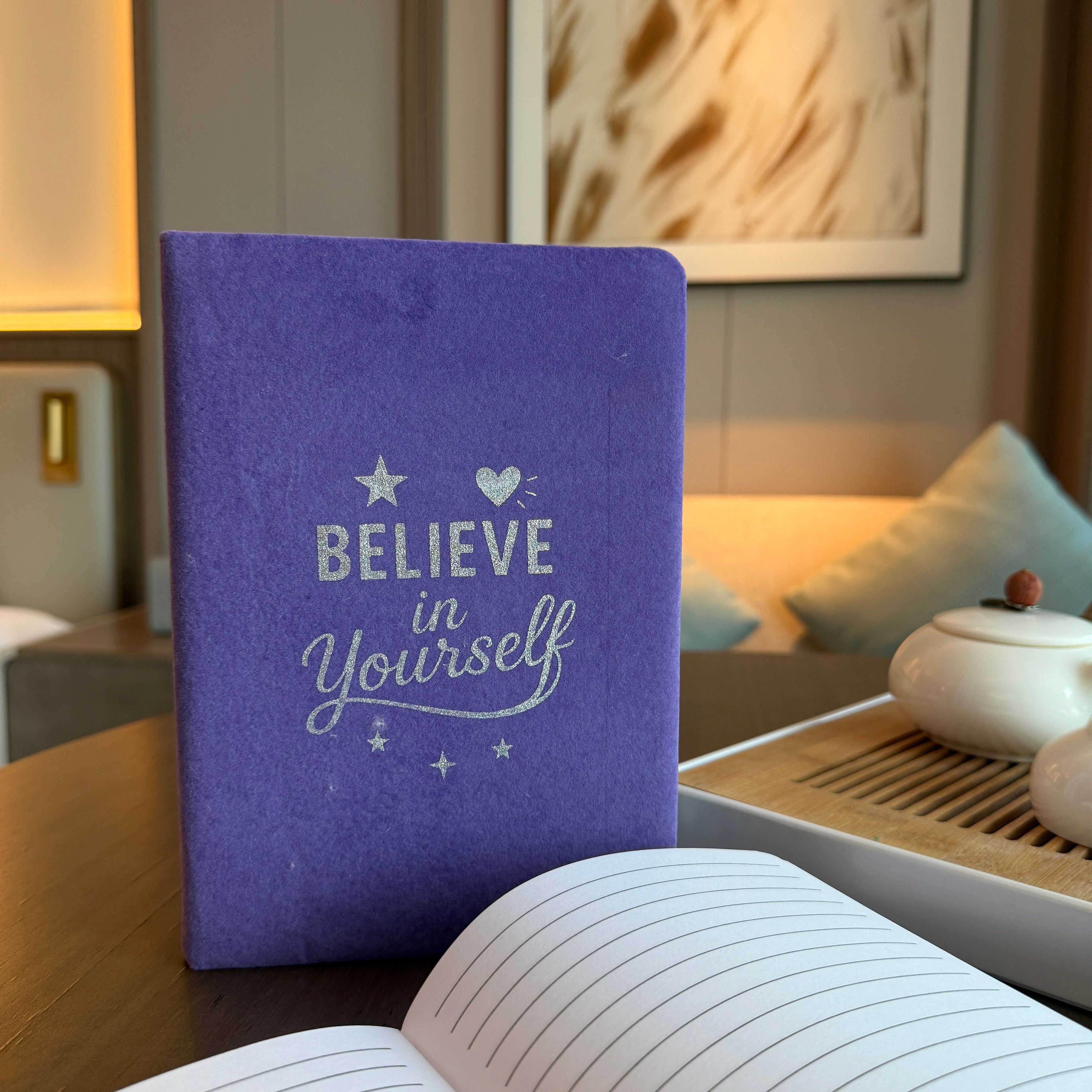 Lavender Velvet Notebook - 80 pages - Believe Yourself Wellness & Gratitude Notebooks