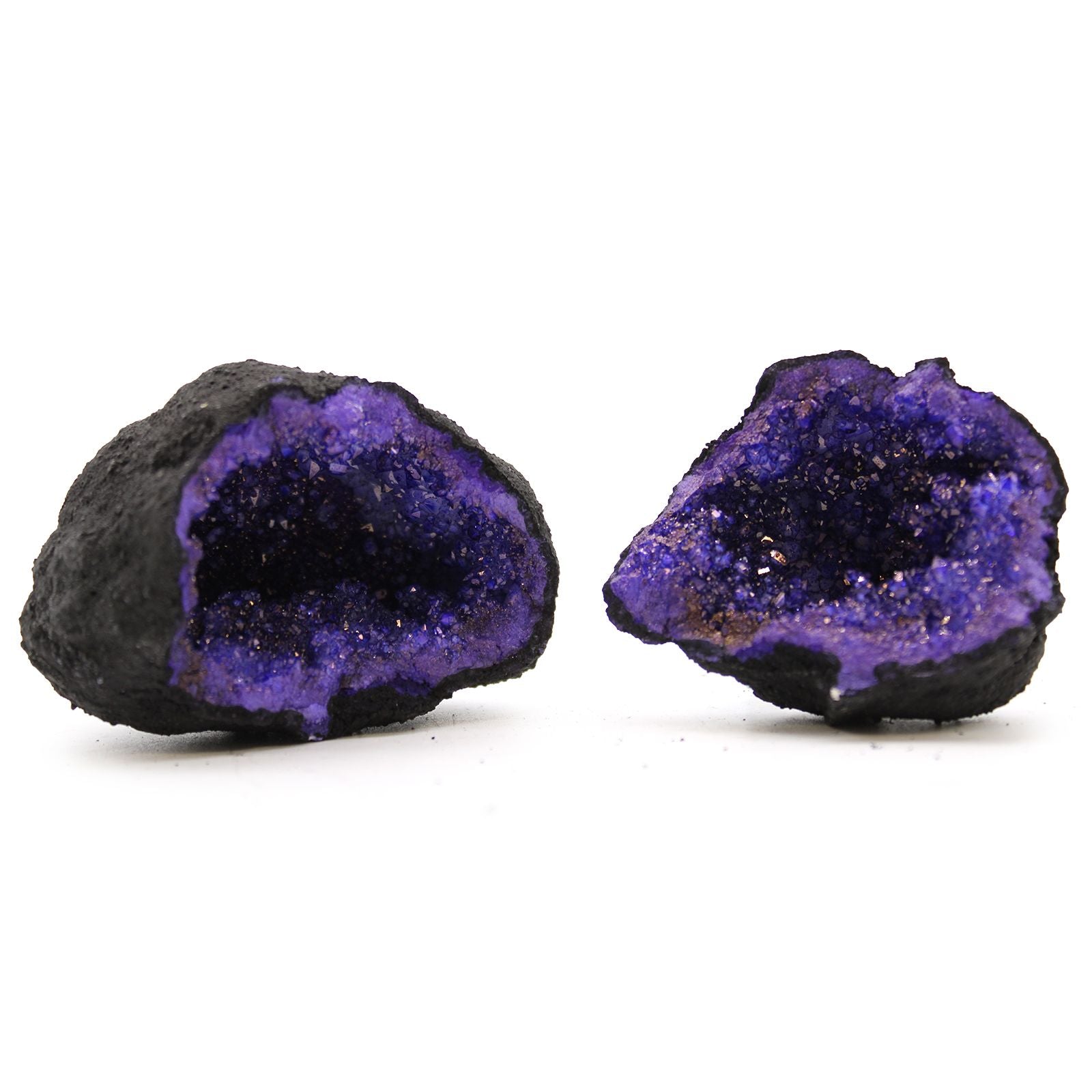 Coloured Calsite Geodes - Black Rock - Turqoise / Purple Coloured Calcite Geodes