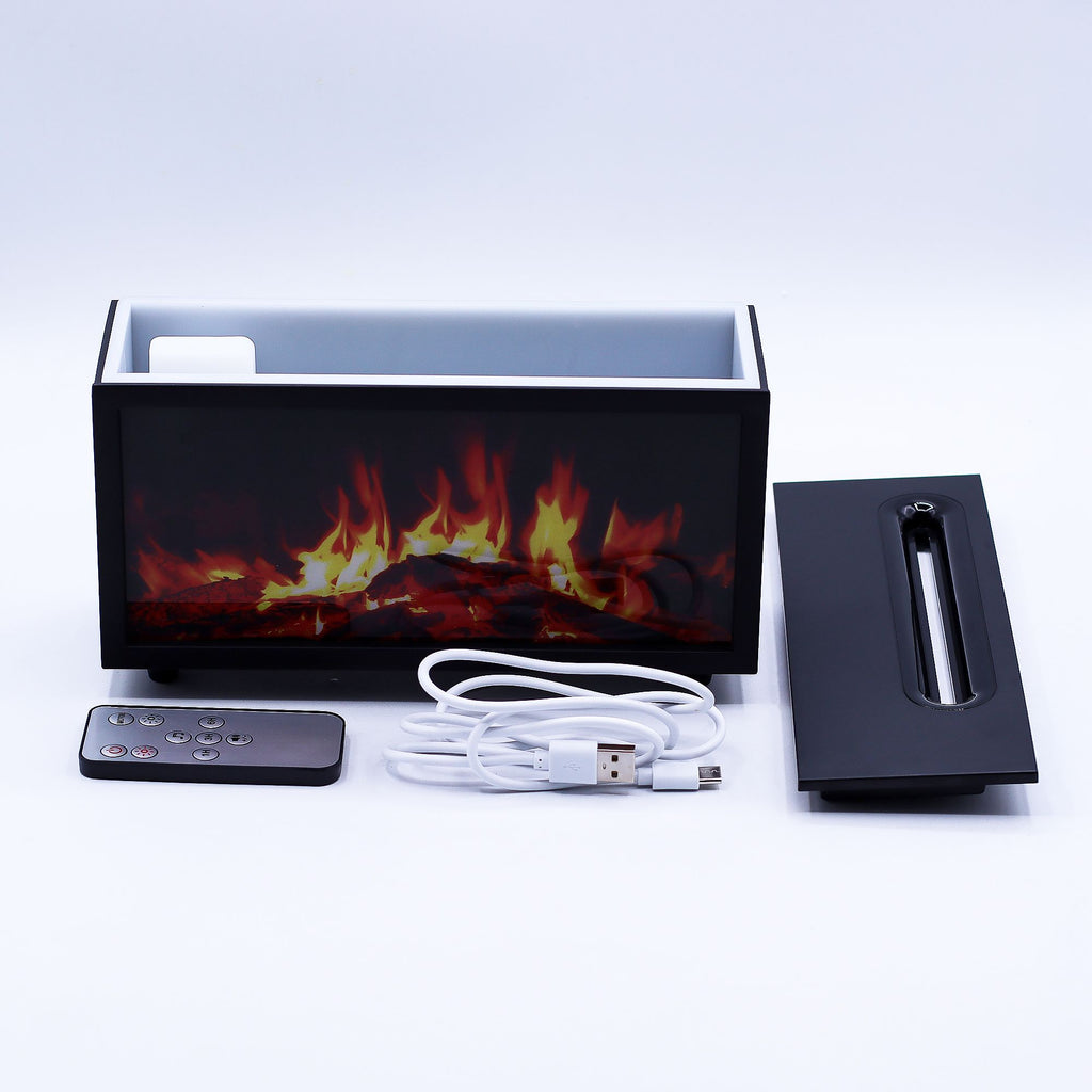 Flame Effect Aroma Diffuser with Birdsound - Black USB - Colour Change Aroma Diffusers