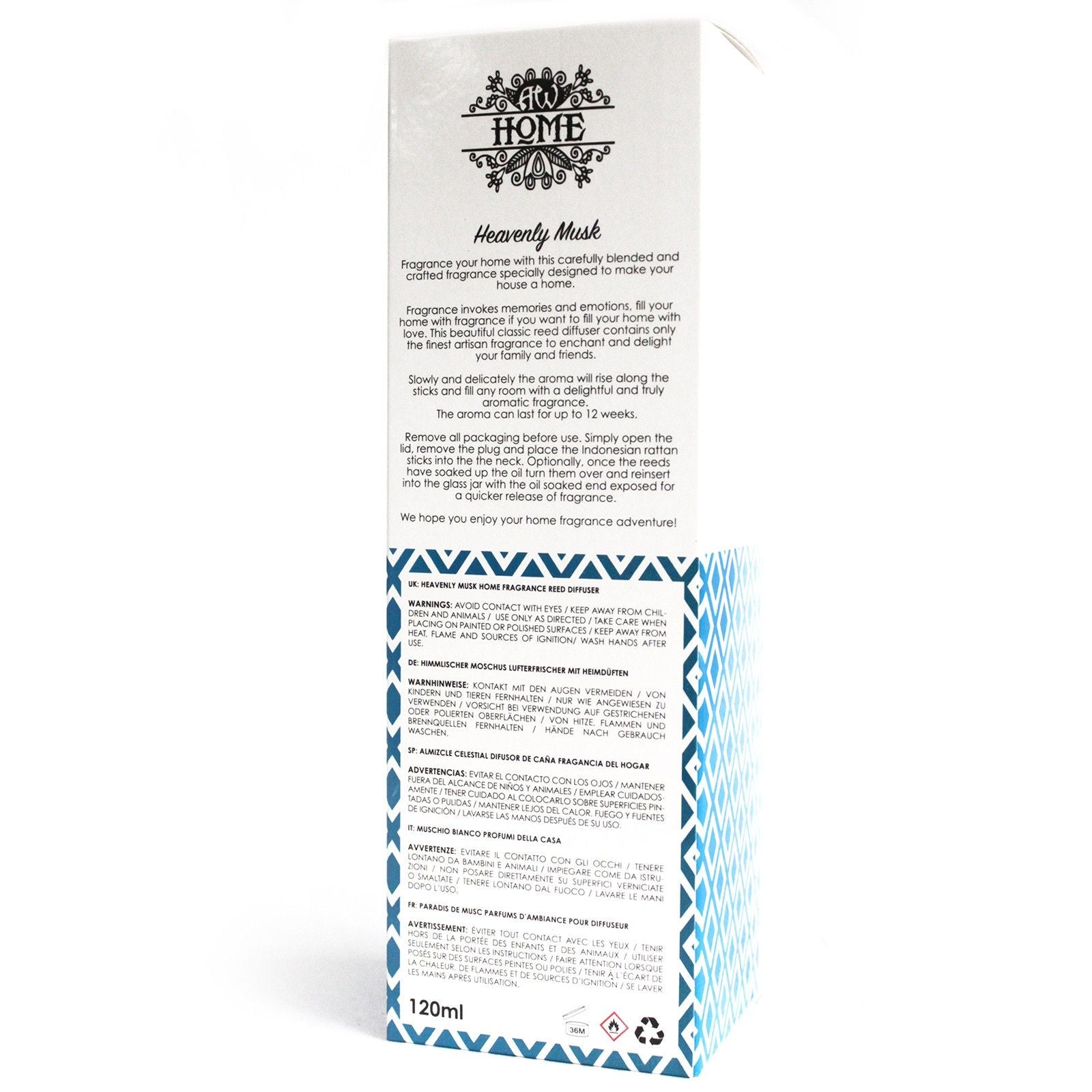 120ml Reed Diffuser - Heavenly Musk Home Fragrance Reed Diffusers - 120ml