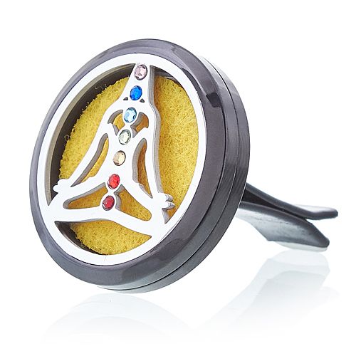Car Diffuser Kit - Pewter Yoga Chakra - 30mm Aromatherapy Car Diffuser Kit