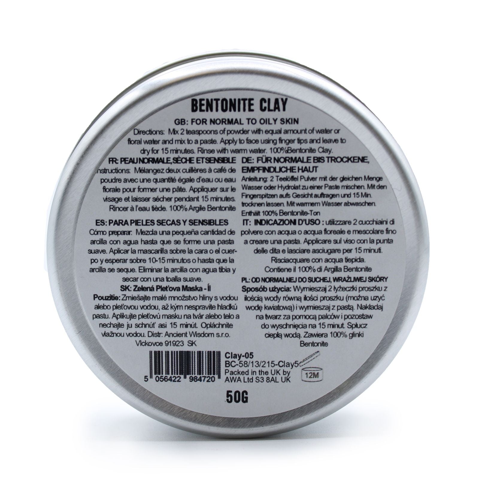 Bentonite Clay 50g Clay Face Masks