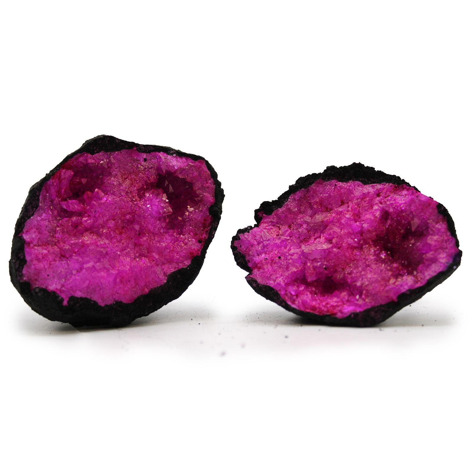 Coloured Calsite Geodes - Black Rock - Dark Red / Pink Coloured Calcite Geodes