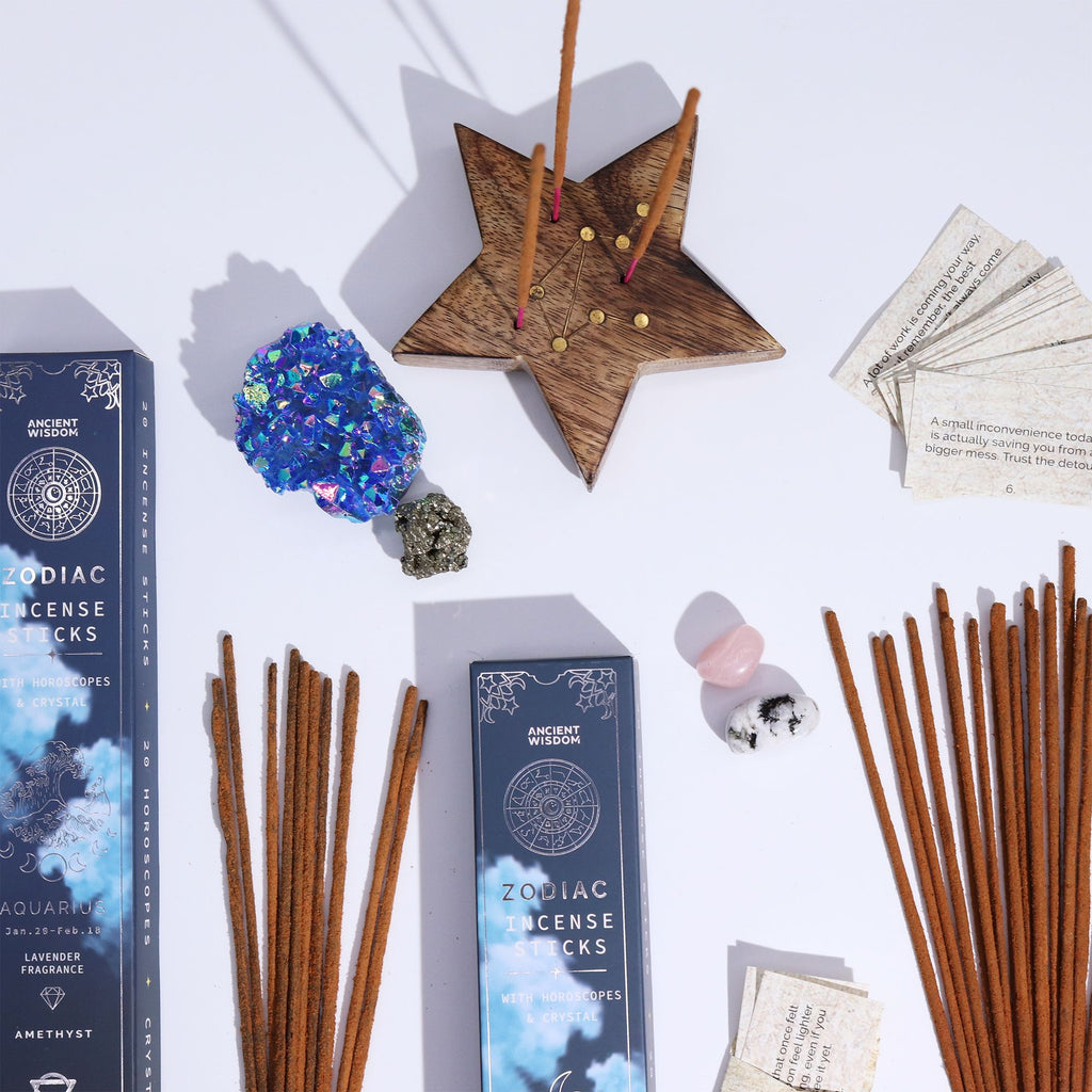 Lavender Zodiac Gemstone Crystal Incense - Aquarius Zodiac Crystal Scents Incense