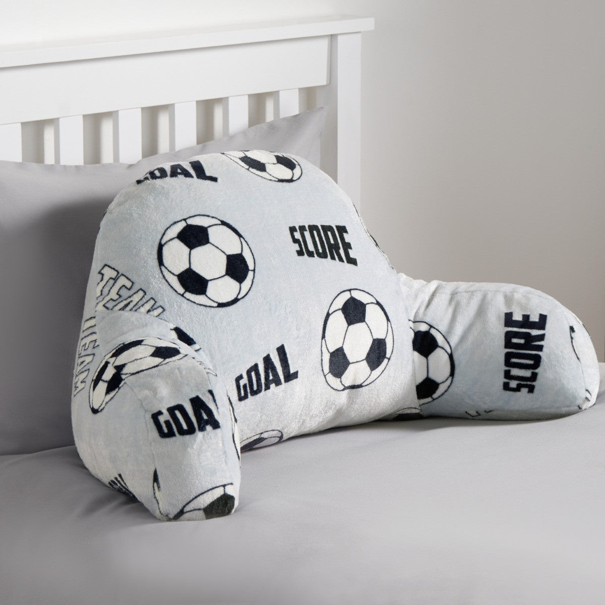 Kids Football Fleece Cuddle Cushion - Grey Cushion