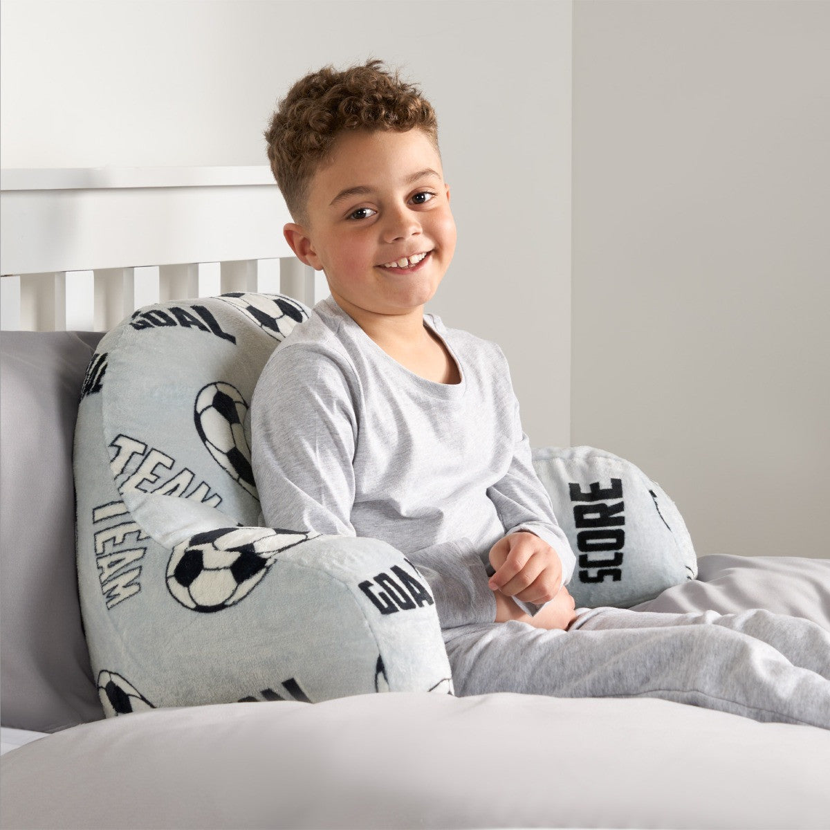 Kids Football Fleece Cuddle Cushion - Grey Cushion