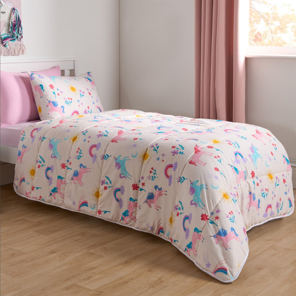 Unicorn Coverless 10.5 Duvet & Pillowcase, Pink - Single Bedding