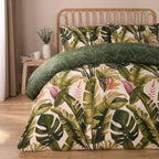 Tropical Foliage Reversible Duvet Cover Set - Green Bedding