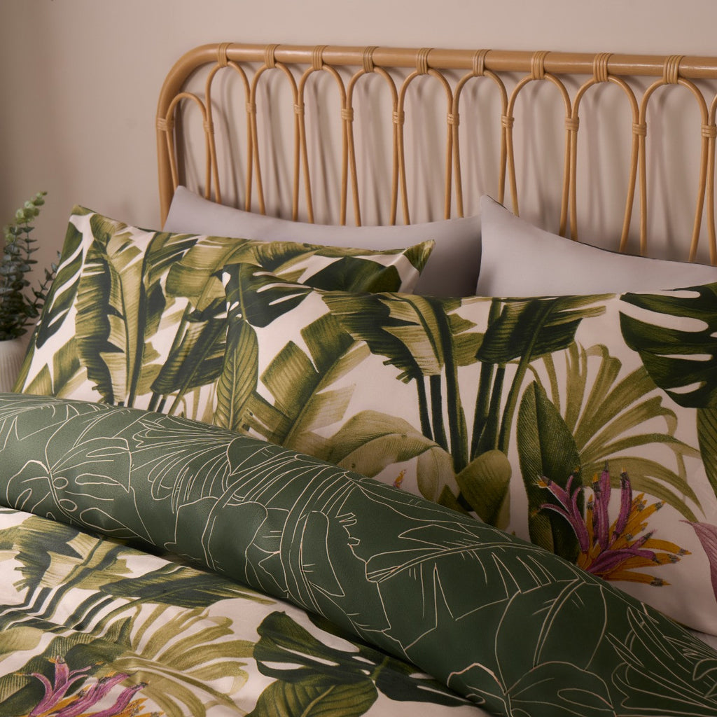 Tropical Foliage Reversible Duvet Cover Set - Green Bedding