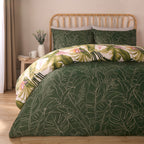 Tropical Foliage Reversible Duvet Cover Set - Green Bedding