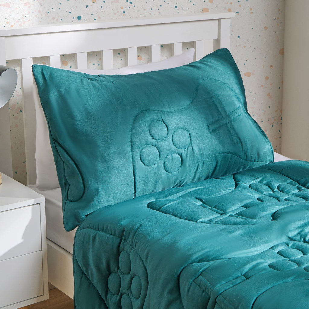 Coverless Gaming Quilted 7.5 Tog Duvet Set - Teal Bedding