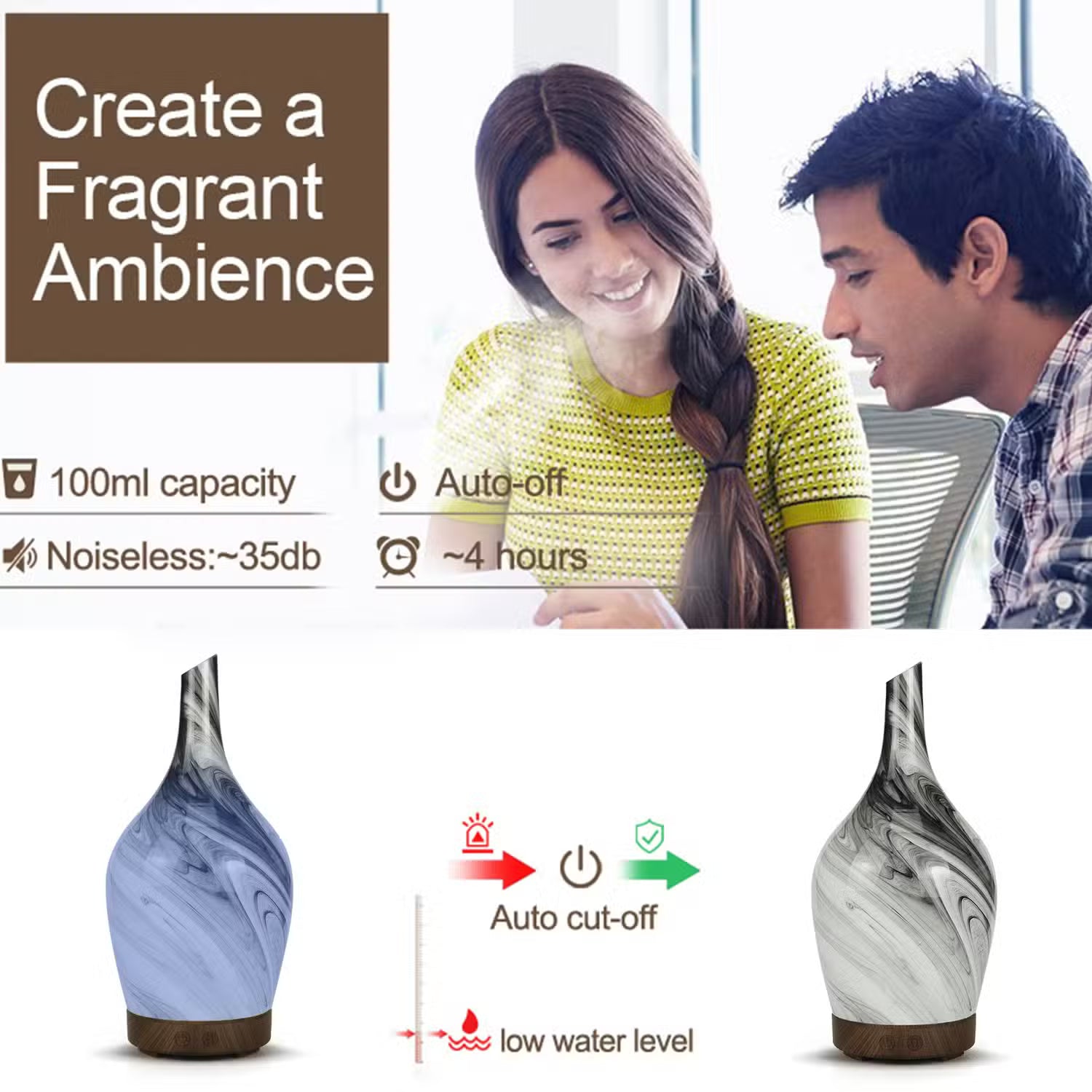 Aroma Atomiser - Glass Abstract Grey USB Atomiser