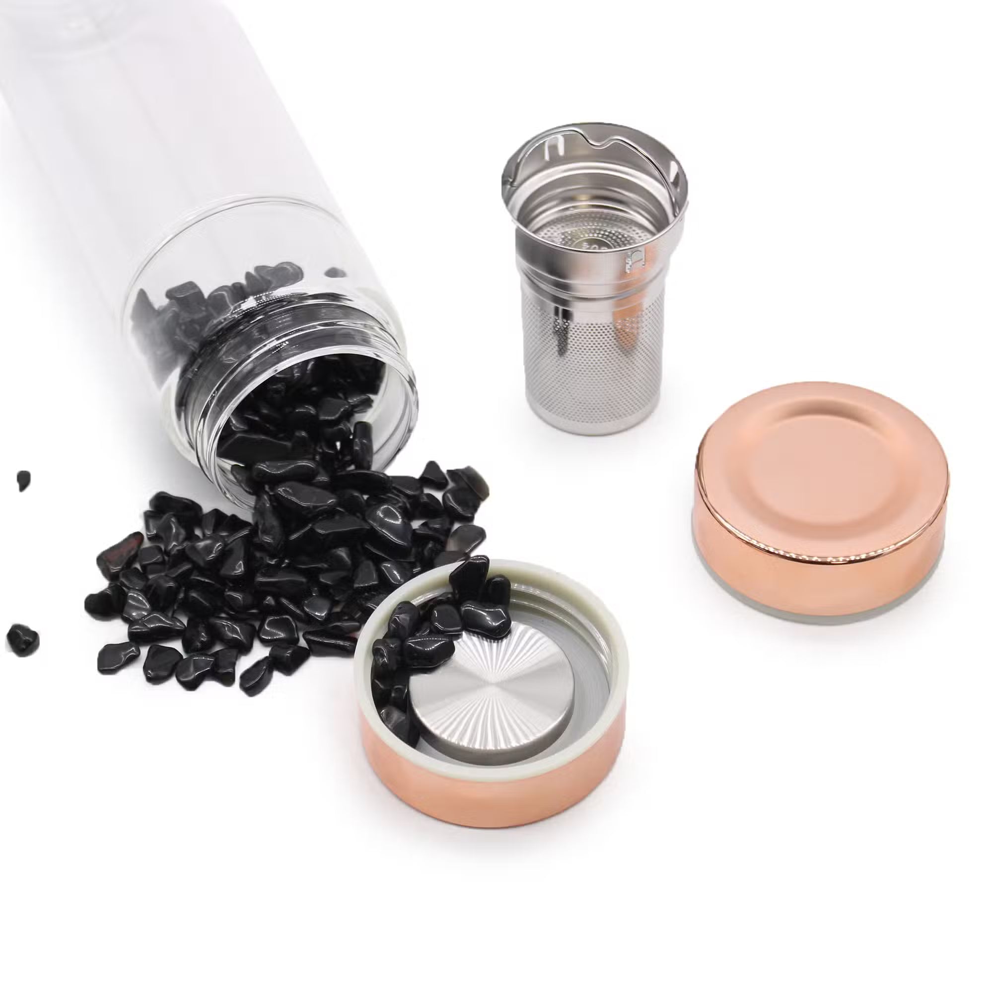 Crystal Glass Tea Infuser Bottle - Rose Gold - various Infuser bottle