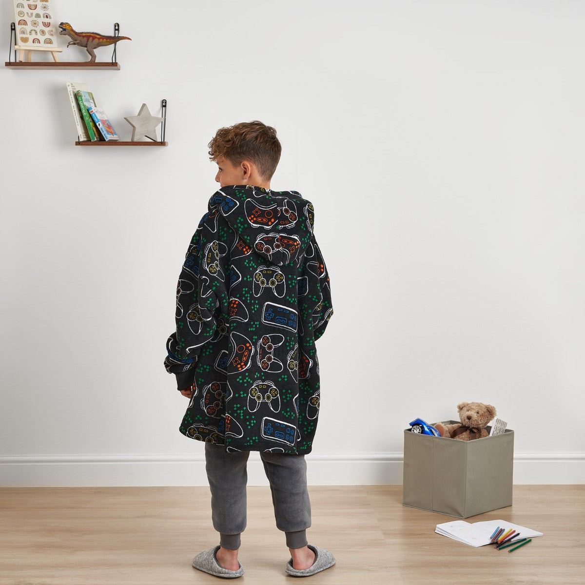 Gaming Print Hoodie Blanket, Kids - Black Hoodie
