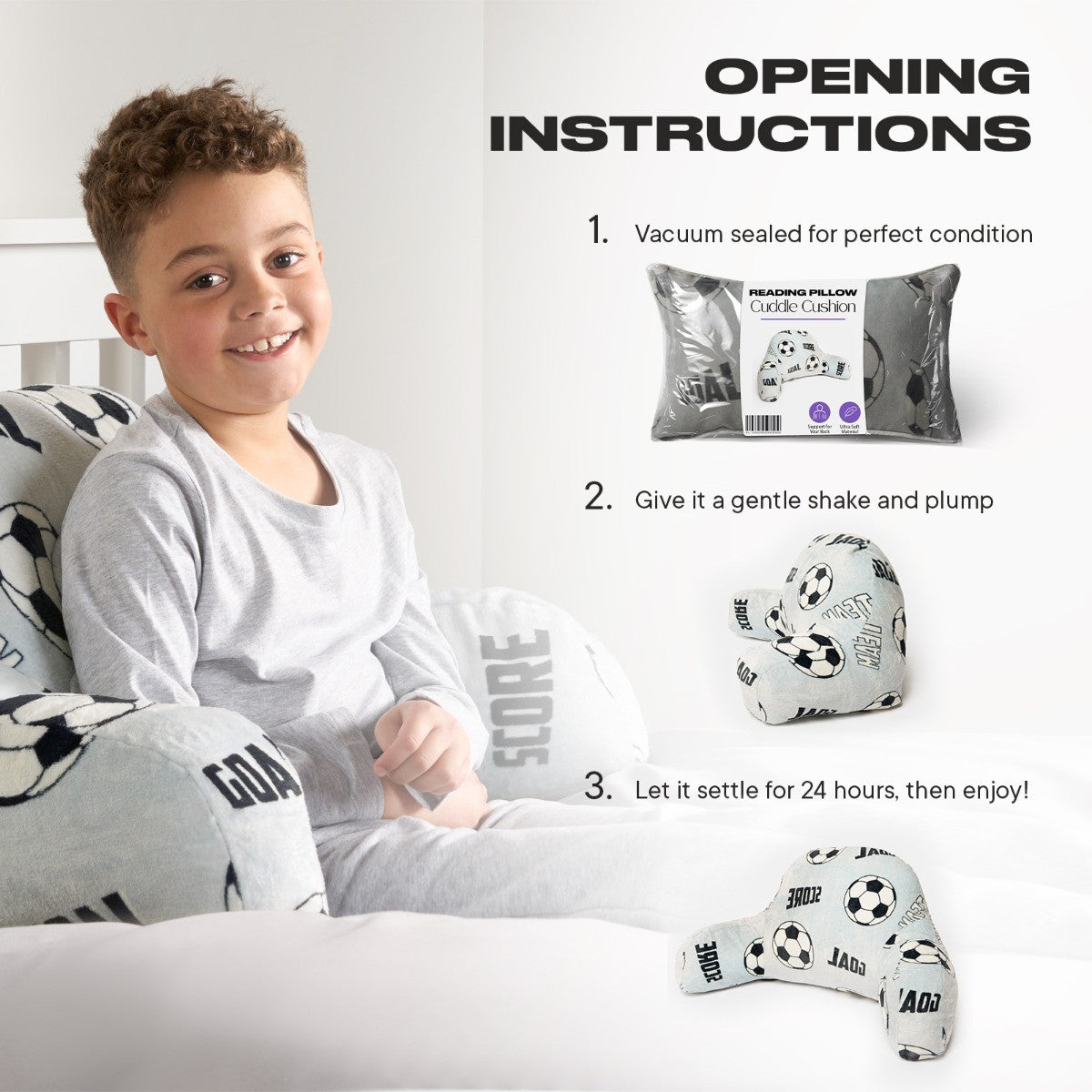 Kids Football Fleece Cuddle Cushion - Grey Cushion