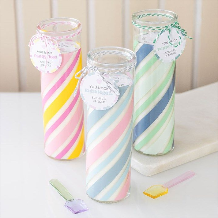 Candy Stripe Tube Candles - 3 Fragrances Candle