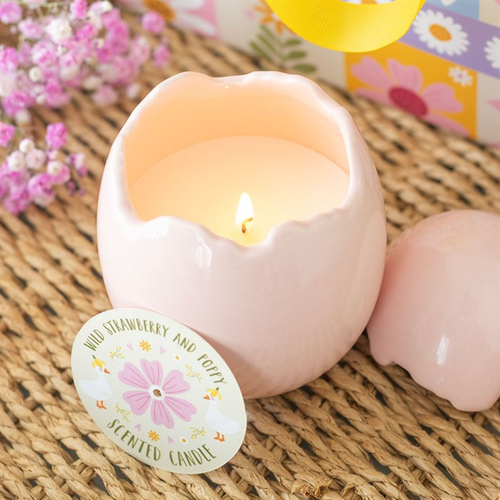 Egg Shaped Candles - 2 Fragrances Strawberry & Poppy Candle
