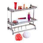 (2 Tier) Chrome Towel Rail Holder Wall Mounted Bathroom Rack Shelf Shelf
